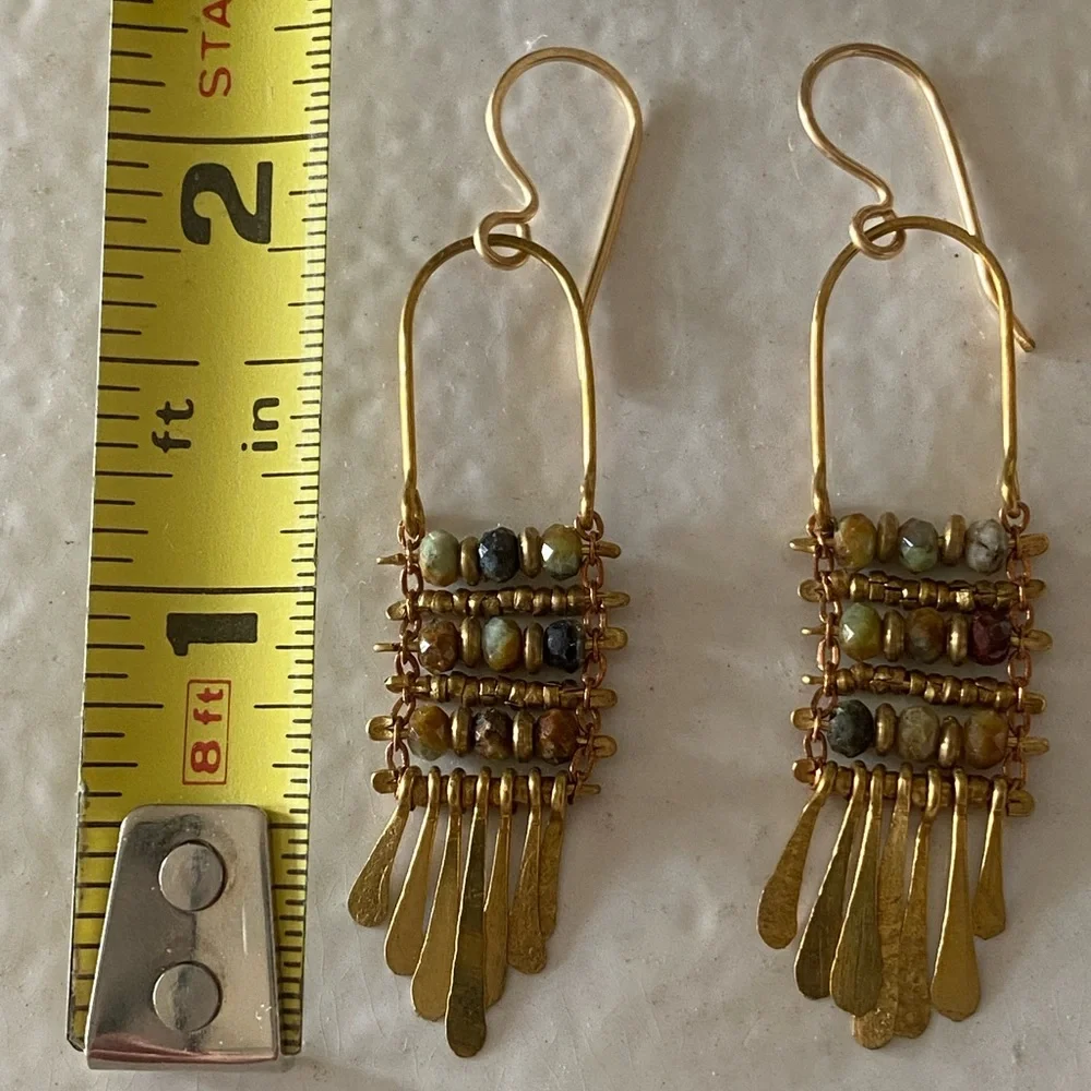 Brass & Ocean Jasper Earrings - Picture 10 of 11